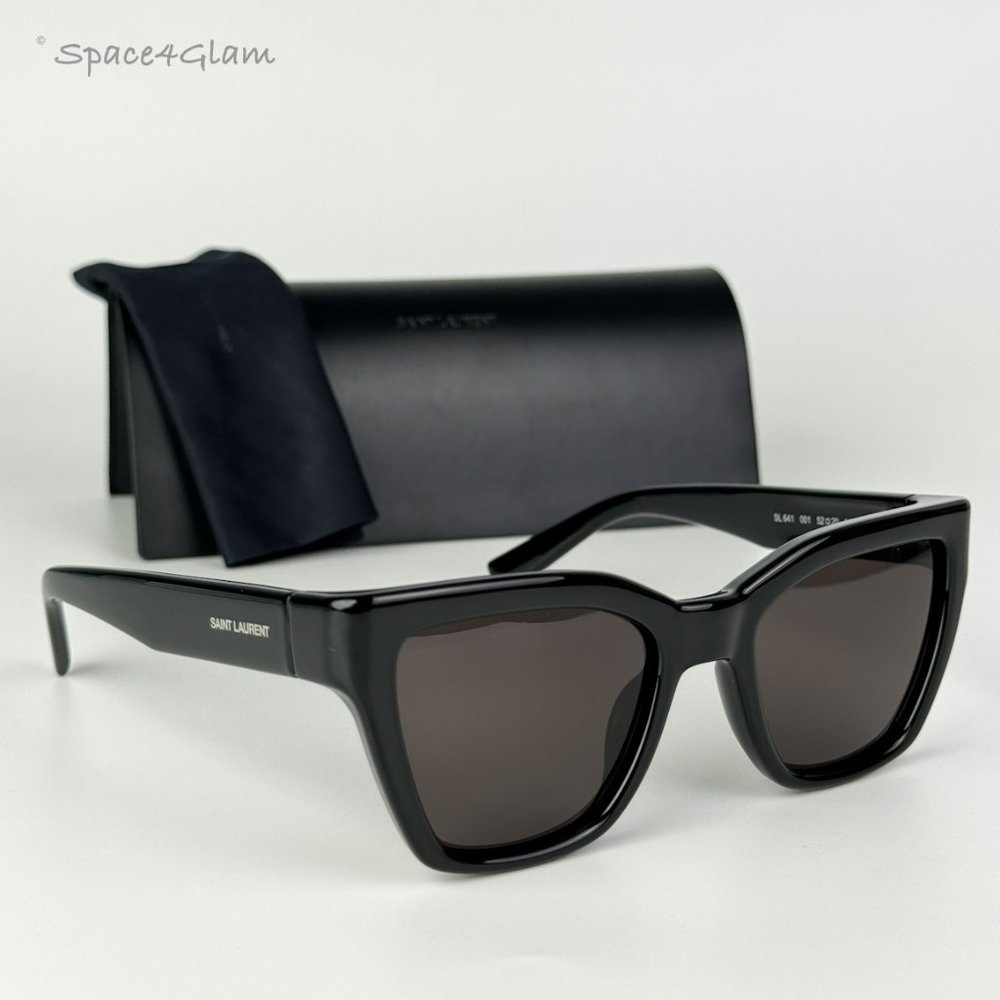 BRAND NEW Saint Laurent SL641 001 Black Cat Eye Unisex Sunglasses - Picture 3 of 13